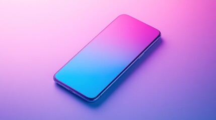 Smartphone with Gradient Screen on a Pink Background