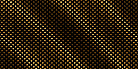 3D illustration of an elegant geometric pattern of gold dots on black background, perfect for holiday decorations and luxury designs.