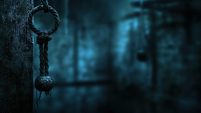 in a dark space, rope intertwined binding