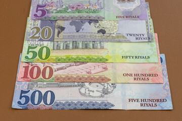 Saudi Arabia new currency notes closeup
