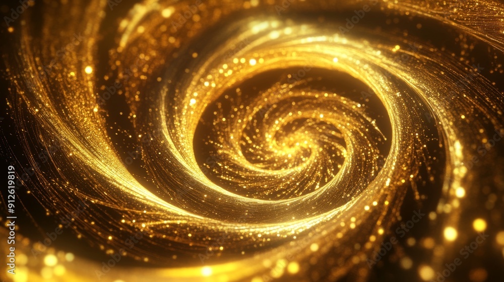 Aufkleber abstract 3d golden vortex with dynamic swirls, symbolizing power and luxury.