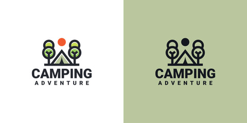 camping forest logo vector