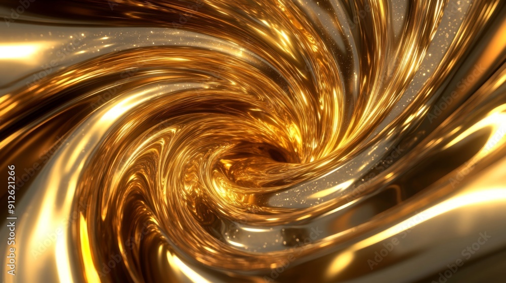 Leinwandbilder Abstract 3D golden vortex with swirling, radiant patterns, creating a dynamic and luxurious effect.