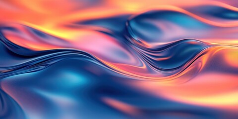 Naklejka premium Abstract blue and orange wavy background with a metallic texture.