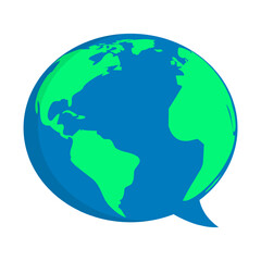 Obraz premium Vector illustration of earth in shape of speech bubble on transparent background