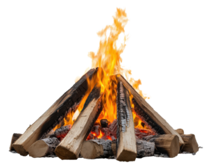 A campfire isolated on white transparent background