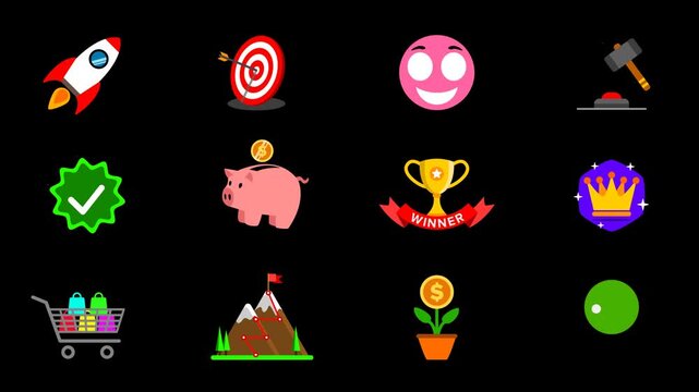 success, achievement, victory, goal, animation pack (transparent background) alpha channel