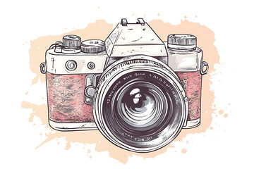 Abstract color camera on white background