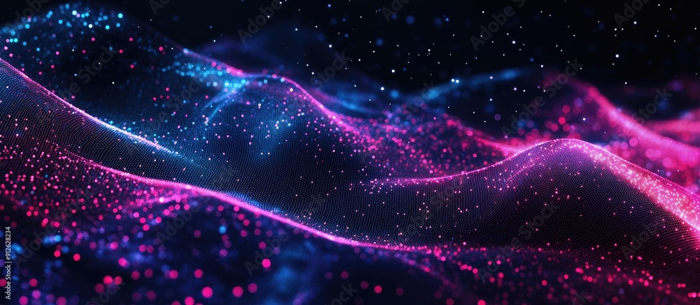 Poster futuristic abstract background featuring digital technology with lines and dots