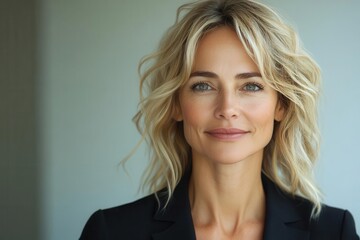 portrait of a mature businesswoman exuding confidence and warmth soft lighting enhances her friendly smile and professional appearance set against a clean white background
