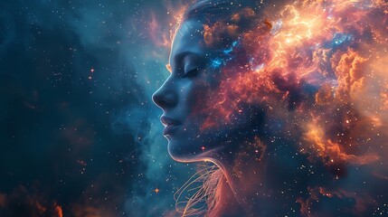 Cosmic consciousness awakening, universe becoming self-aware, 