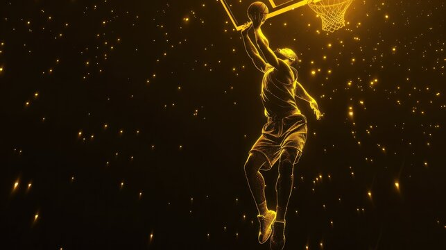 Golden Basketball Player in Flight