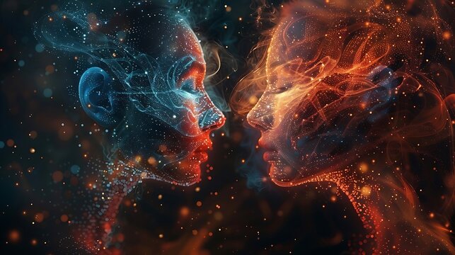 Telepathic social network, thoughts connecting visually, 