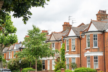 Row of typical upmarket British residential terrace houses