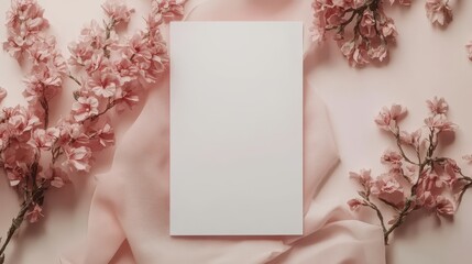 Obraz premium Mockup of a wedding invitation card with flowers and room for text