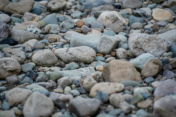 Large stones close-up on the shore