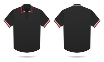 Black striped polo shirt mockup front and back view