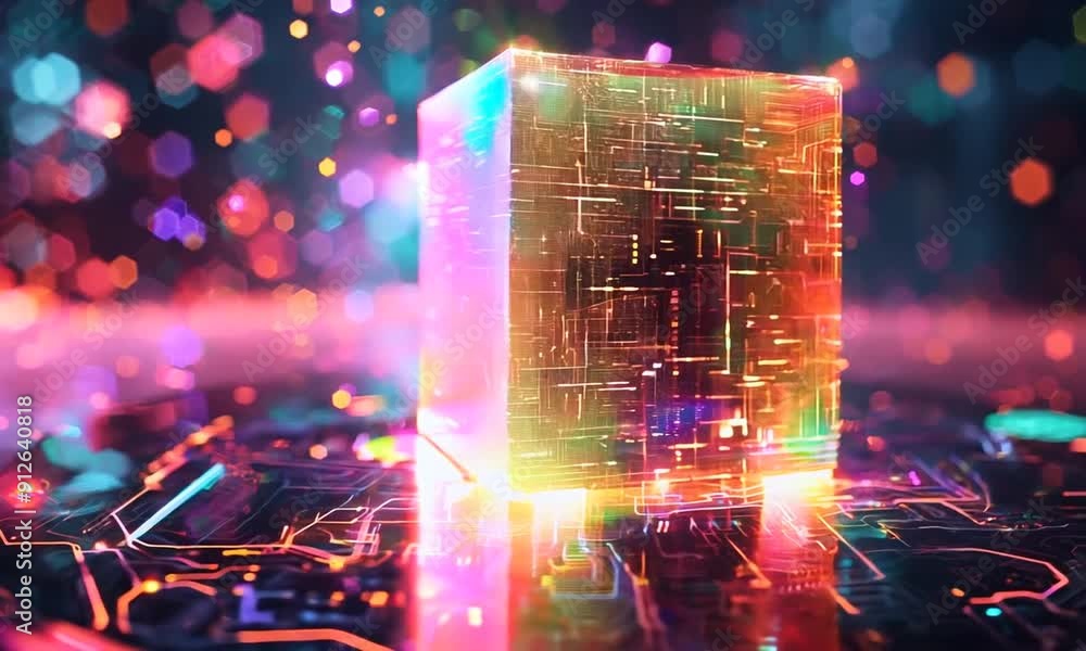 Poster abstract digital cube: a futuristic design
