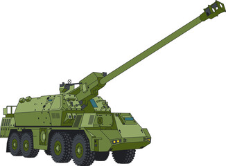 A Green Wheeled Selfpropelled Artillery