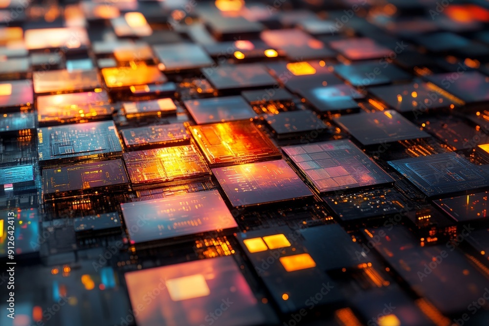 Poster future tech dreams: abstract silicon wafers unveiling surreal circuitry masterpiece