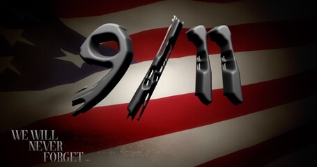 11 September we will never forget | usa flag | twin towers  | manhattan in the background |...