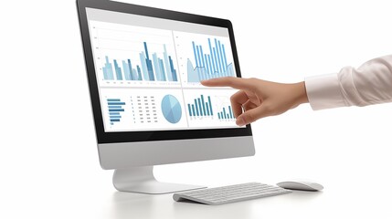 Businessman hand working with new modern computer and business graph.