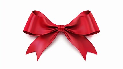 Red ribbon bow isolated on white.