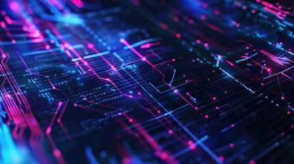 Abstract Digital Circuitry with Glowing Lines