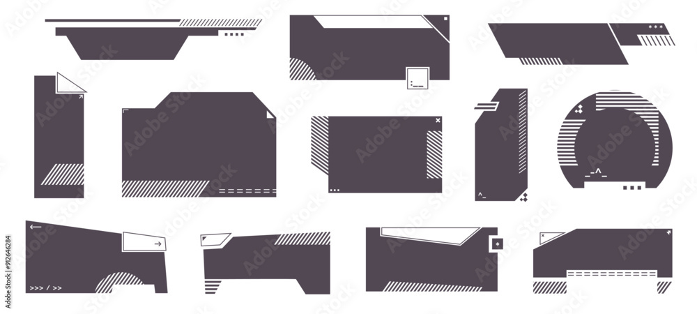 Poster futuristic digital interface. abstract tech ui elements, modern sci-fi tech geometric dashboard shap