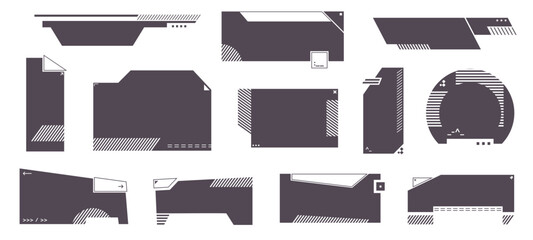 Futuristic digital interface. Abstract tech UI elements, modern sci-fi tech geometric dashboard shapes and frames, futuristic HUD techno panel, virtual info display GUI. Sci-fi borders vector set. © Tartila