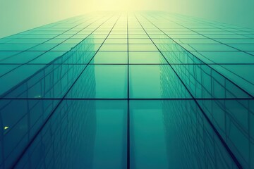 Obraz premium abstract architectural photograph of modern skyscraper facade geometric patterns created by reflections and shadows tiltshift effect