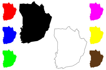 Morovis municipality (Commonwealth of Puerto Rico, Porto Rico, PR, Unincorporated territories of the United States) map vector illustration, scribble sketch Morovis map