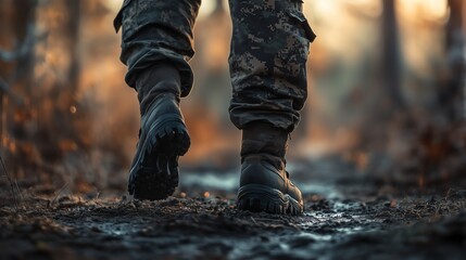 Hunter Examining Tracks with Crossbow