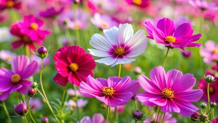 Fototapeta premium Beautiful cosmos flowers blooming in garden