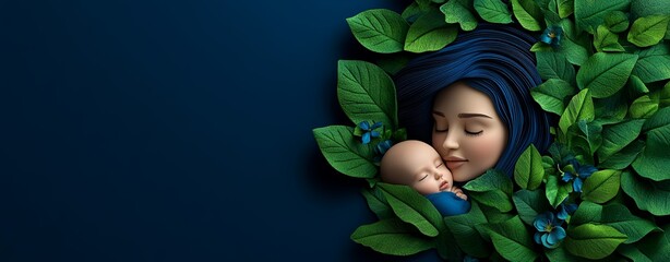 girl in a green dress A nurturing background for World Breastfeeding Week, depicting a mother and baby in a tender and loving setting