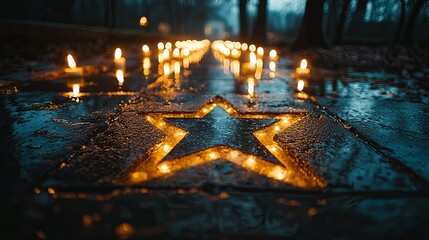 star candles in the window A respectful image for International Holocaust Remembrance Day