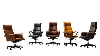 The office chair from black leather. Isolated, Empty Black Leather Office Chair, set of black...