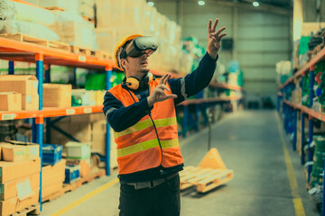 Warehouse Worker Using VR Technology