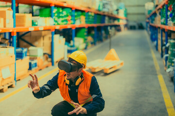 Warehouse Worker Using VR Technology