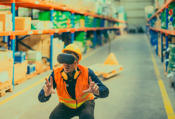 Warehouse Worker Using VR Technology