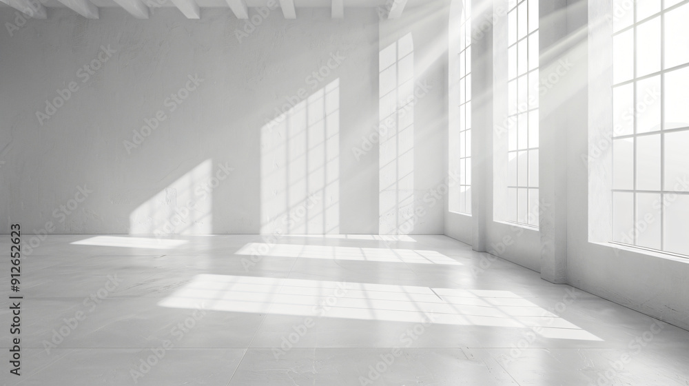 Poster sunlight is passing through windows illuminating an empty room
