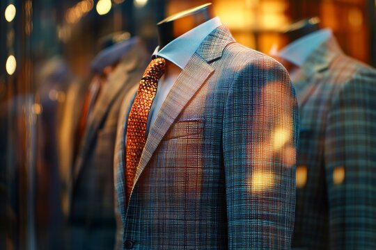 The business suits on the mannequins come in a variety of colors and patterns