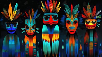 World Indigenous Day Abstract Background Indigenous land map, highlighted regions, flat design illustration