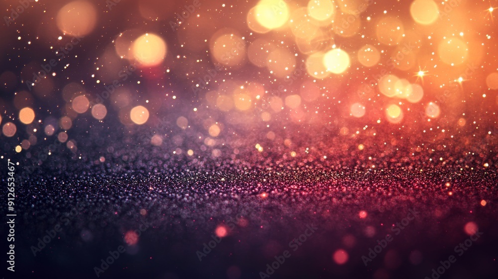 Poster golden rainbow light and sparkling bokeh on an abstract background