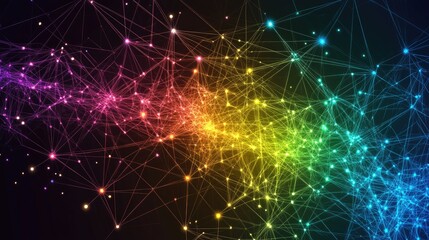 Abstract digital technology background with network colorful connection lines