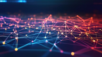 Abstract digital technology background with network colorful connection lines