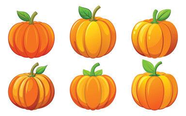 Set of orange pumpkins vector on white background. Happy Halloween. Thanksgiving day with orange pumpkin.