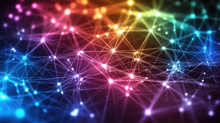 Abstract digital technology background with network colorful connection lines