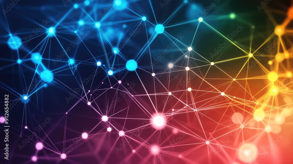 Aufkleber Abstract digital technology background with network colorful connection lines