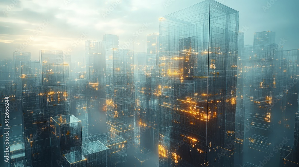Poster digital nexus - abstract futuristic semiconductor manufacturing with dynamic lines and nodes